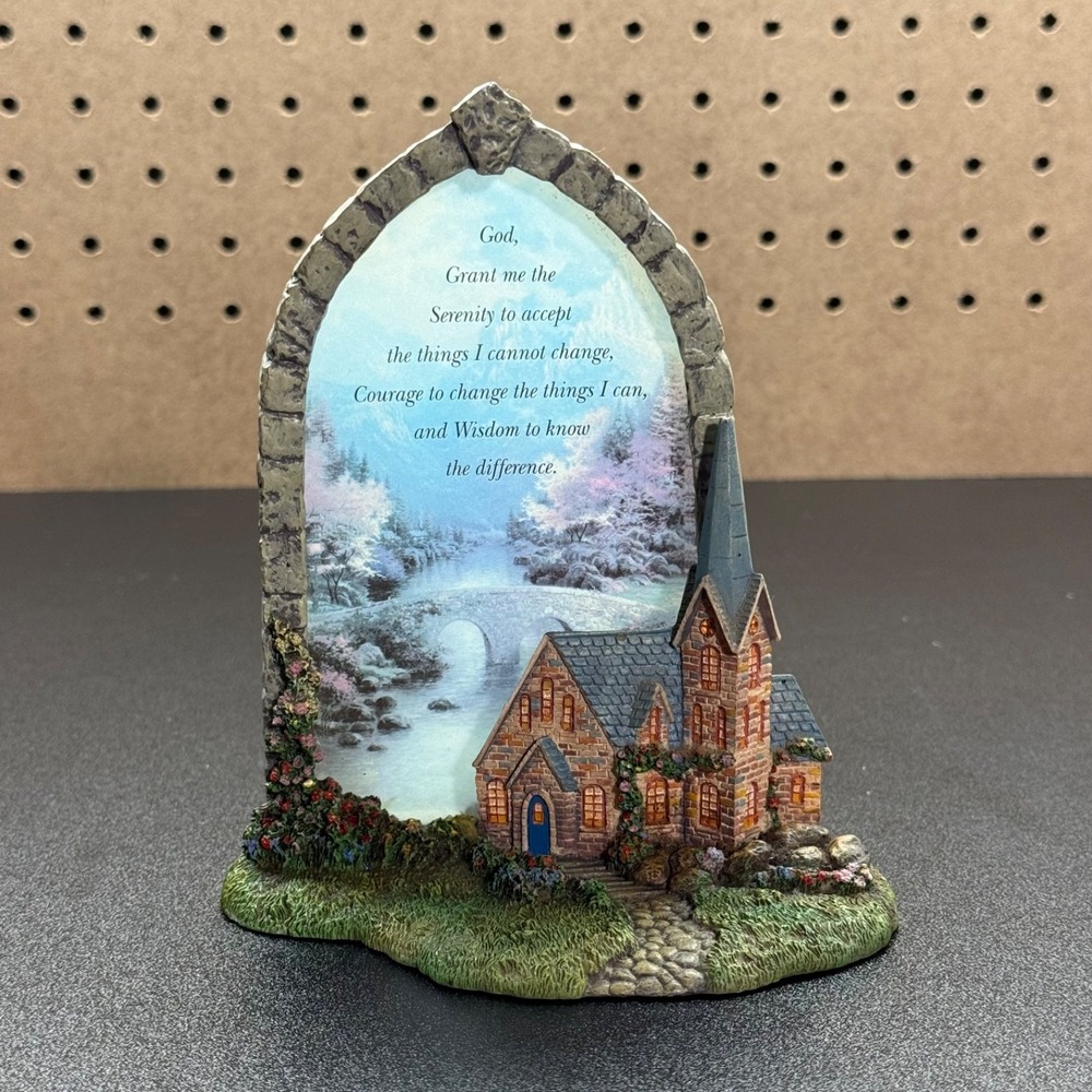 Thomas Kinkade Windows of Prayer Collection The Mountain Chapel Table Decor 2003